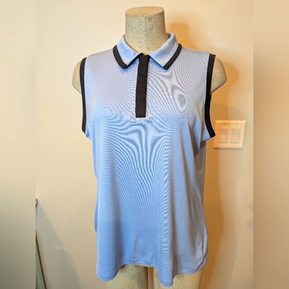 Izod Women's Sleeveless Collared   Performance Polo Blue Size XL Golf Shirt
